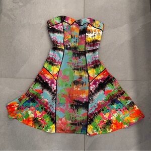 Milly Strapless Dress with Multicolor Accents
